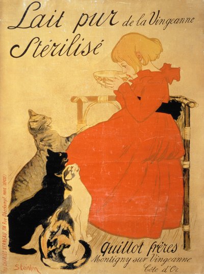 「ラヴァンジャンヌからの純粋な滅菌乳」、1894年 作： Théophile Alexandre Steinlen